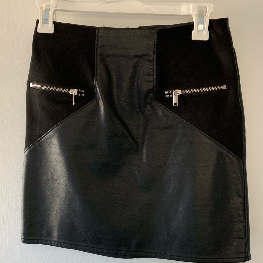 Leather & Suede Black Skirt